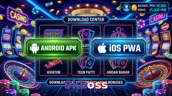Main screen of 9Kboss download page for PK players